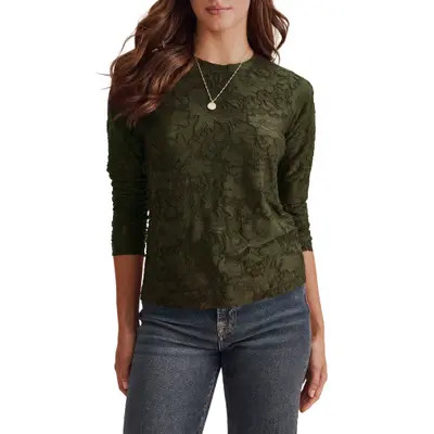 Splendid Cecelia Floral Long Sleeve Top in Pale Oak at Nordstrom, Size X-Small | Nordstrom