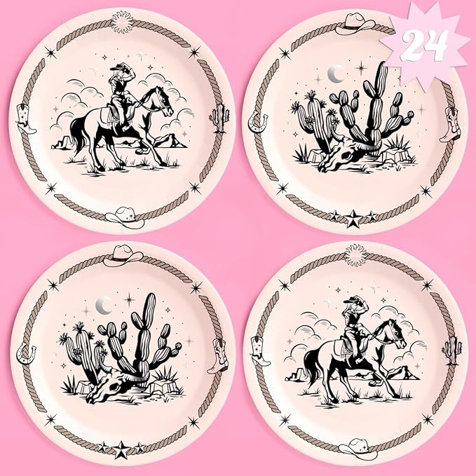 XO, Fetti Party Western Paper Plates - 24pcs | 9" | Rodeo Bachelorette Decor, Cowgirl & Cowboy Ki... | Amazon (US)