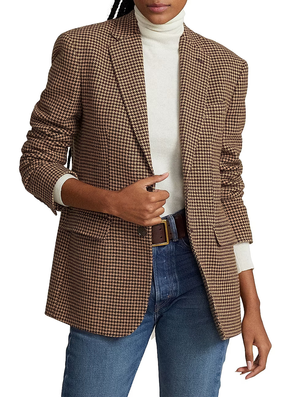 Houndstooth Tweed Cotton-Wool Blazer | Saks Fifth Avenue
