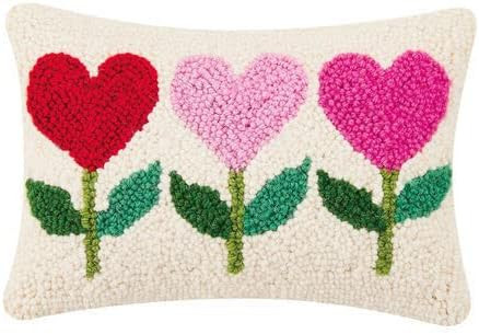 Peking Handicraft - Heart Flowers Hook Pillow 8x12 - 30RN96C12OB | Amazon (US)