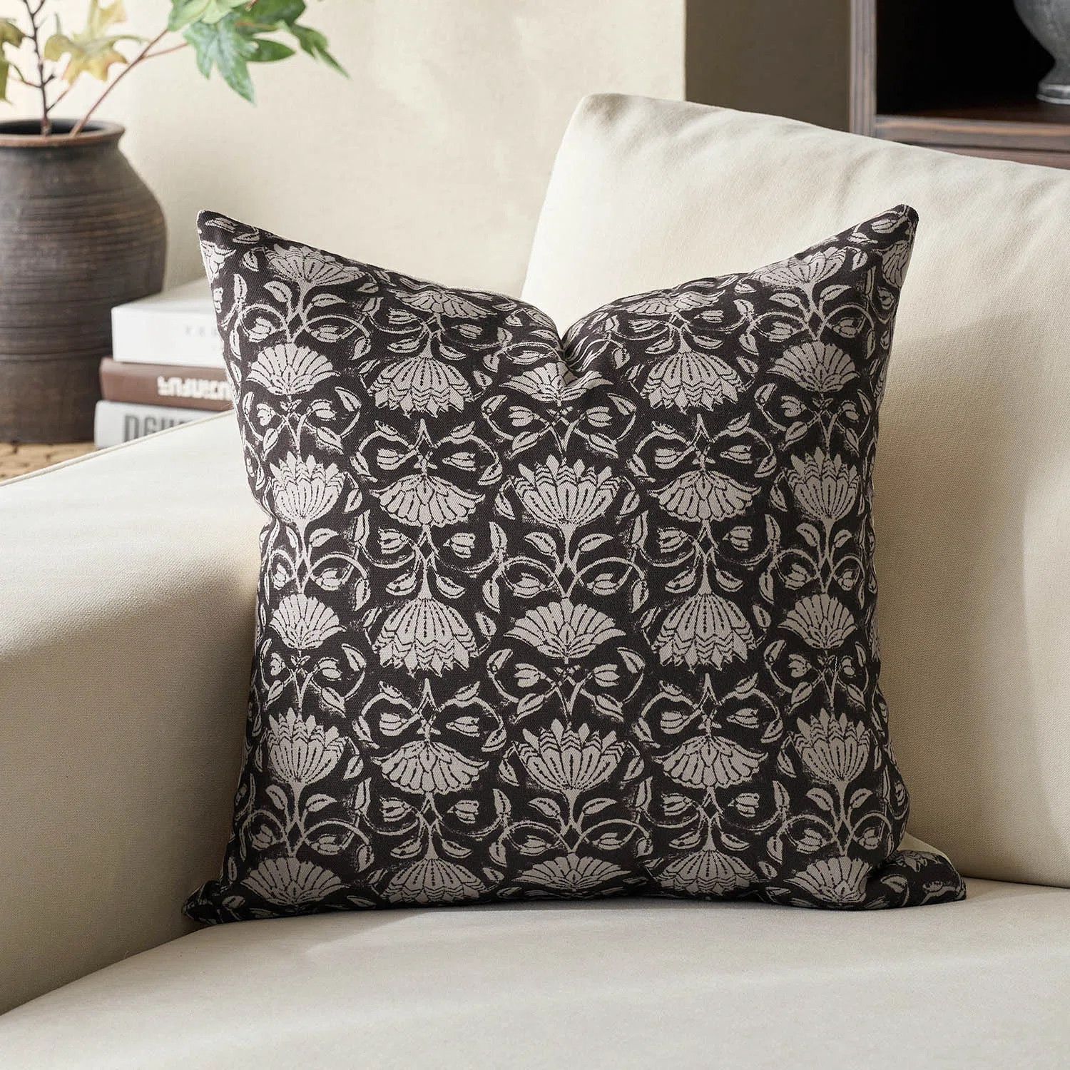 Alcamo Floral Pillow Covers 20x20 Decorative Throw Pillow Covers Floral Block Print Farmhouse Vin... | Wayfair North America