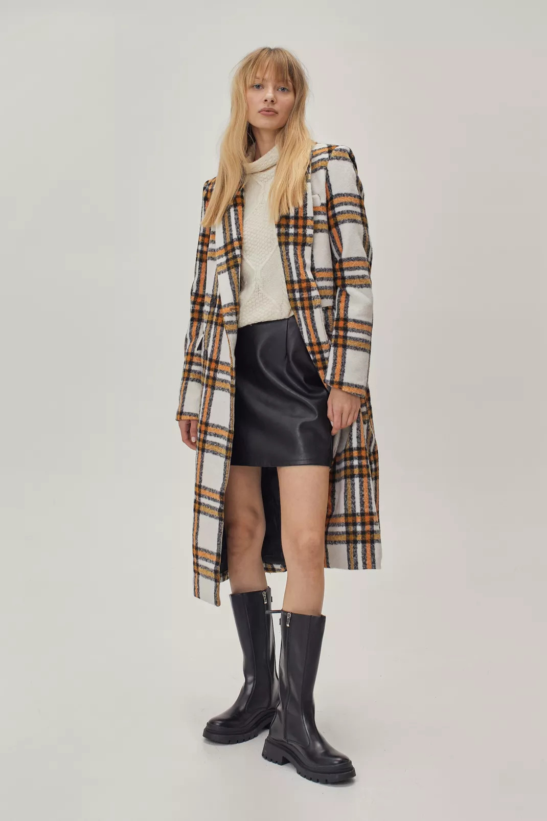 Brushed Check Wool Look Coat | Nasty Gal (US)