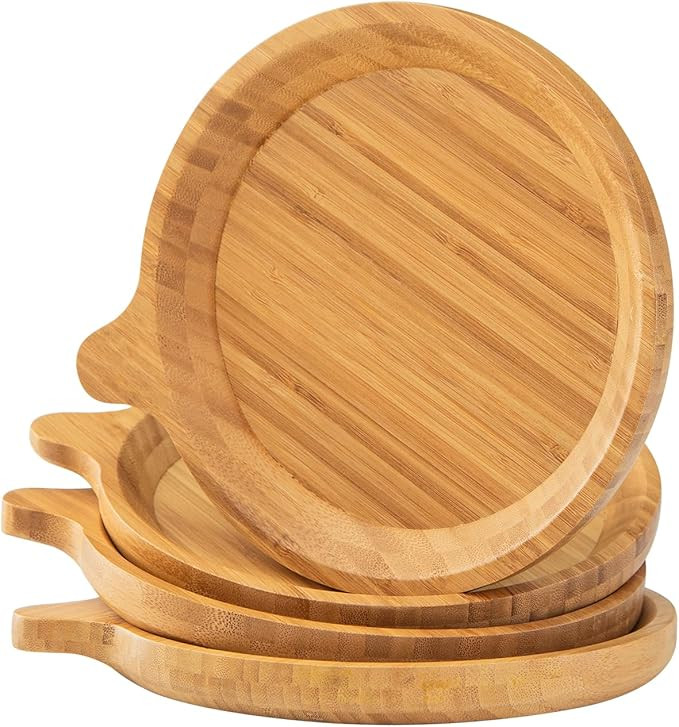 Bamboo Plates Reusable, 4 Pack Bamboo Wood Plates for Kids, 7.5 inch Dinner Plates for Snack, Des... | Amazon (US)