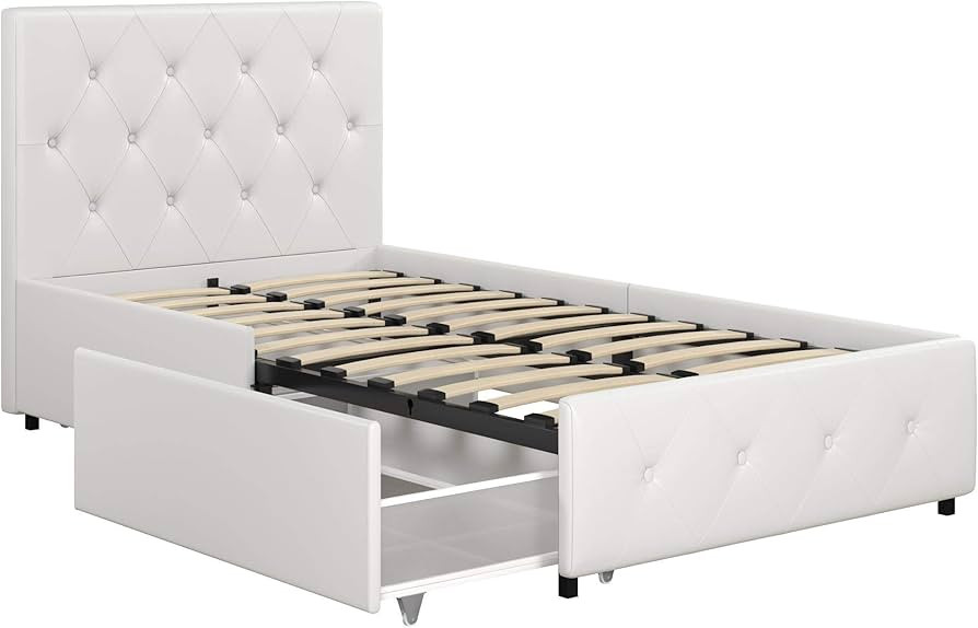 DHP Dakota Upholstered Platform Bed with Underbed Storage Drawers and Diamond Button Tufted Headb... | Amazon (US)