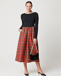 Long-sleeve knit tartan mixy dress | J.Crew Factory