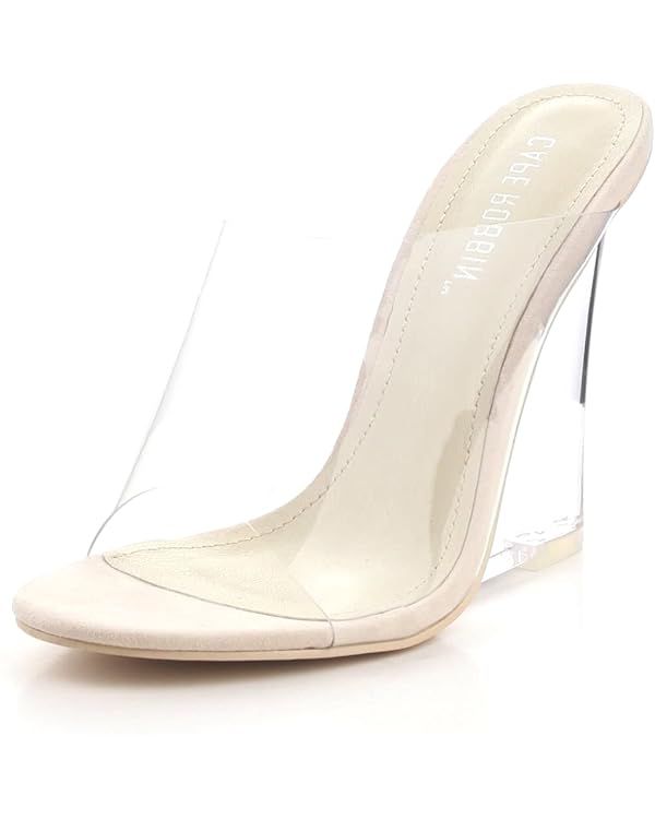 Cape Robbin Lemonade Clear Chunky Block Wedge Heels for Women, Transparent Open Toe Shoes Heels f... | Amazon (US)