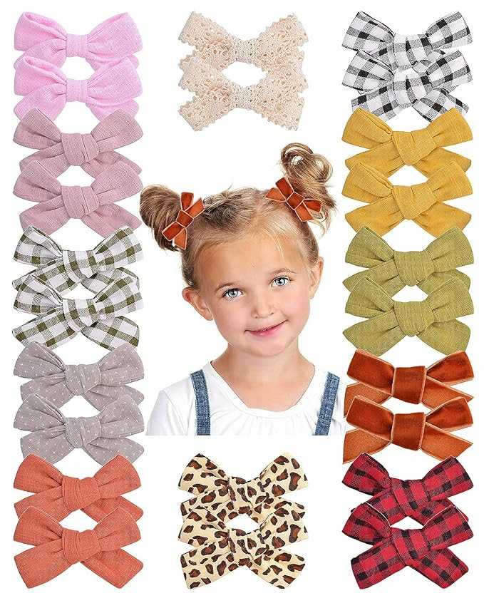 24PCS 12 Colors 2.8-3Inches in Pairs Baby Girl Hair Bows Clips Barrettes Alligator Clip Hair Acce... | Amazon (US)