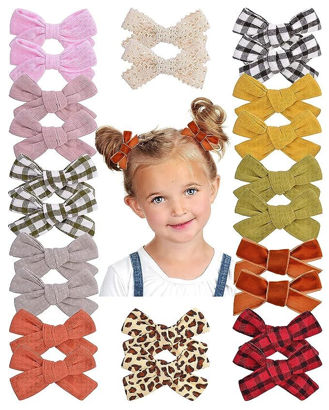 24PCS 12 Colors 2.8-3Inches in Pairs Baby Girl Hair Bows Clips Barrettes Alligator Clip Hair Acce... | Amazon (US)