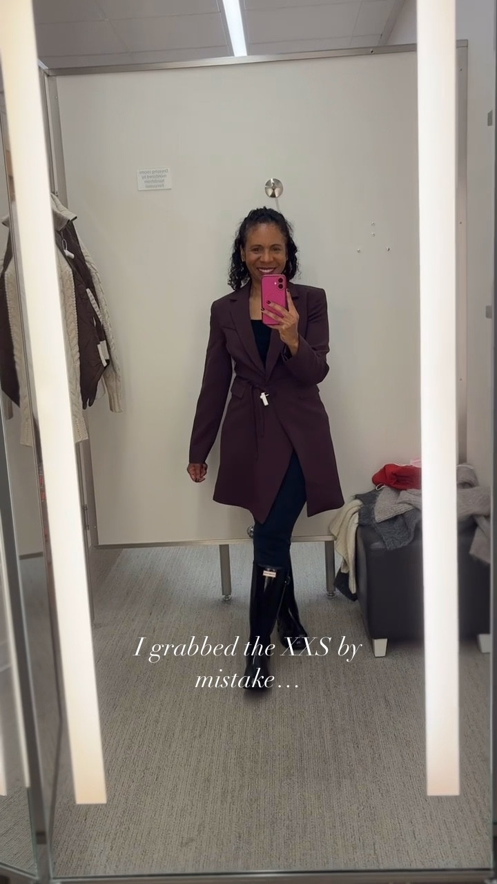 Open Edit Icon Suiting Wrap Blazer Dress (XXS) in Burgundy Fudge ✨

This dress is stunning in person — the burgundy fudge color is perfect for fall and winter! I accidentally grabbed the XXS instead of my usual XS, and it definitely fit too small. The wrap silhouette is polished and feminine, and I actually discovered it doubles as a beautiful blazer over a simple outfit or with knee-high boots.

If you’re between sizes, go with your regular size in this one!
✨ Shop the blazer dress + similar styles here 

#LTKGiftGuide #LTKSeasonal #LTKHoliday