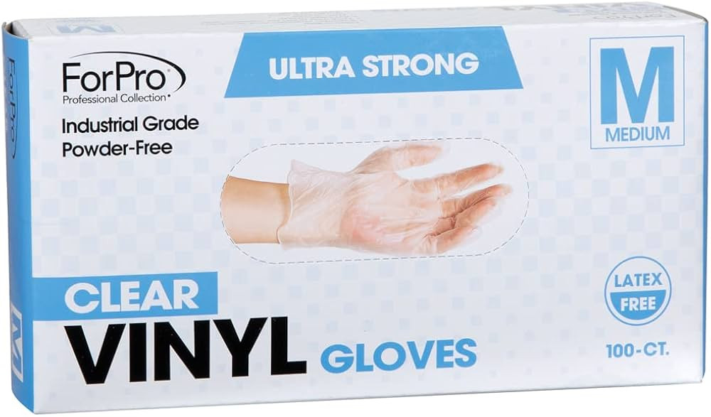 ForPro Disposable Vinyl Gloves, Clear, Industrial Grade, Powder-Free, Latex-Free, Non-Sterile, Fo... | Amazon (US)