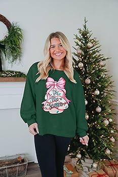 Christmas Sweatshirts for Women Merry and Bright Sweatshirt Sequin Merry Christmas Shirt Xmas Hol... | Amazon (US)