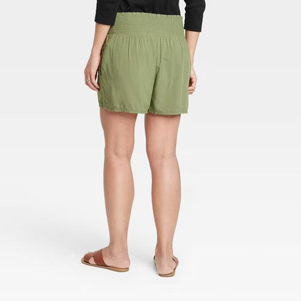 The Nines by HATCH™ Maternity Smocked Waistband Modal Shorts Olive Green | Target