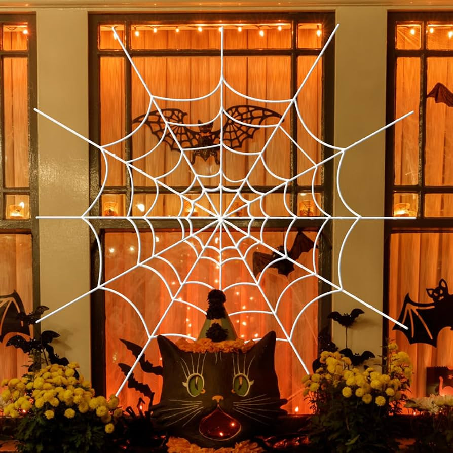 YUNAI Spider Webs Halloween Decorations Outdoor, 5ft White Fake Spider Web, Scary Haunted House O... | Amazon (US)