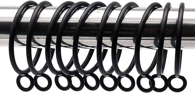30 PCS Matte Black Curtain Rings with Clips for Curtains of Windows - 45mm Metal Curtain Rings wi... | Amazon (US)