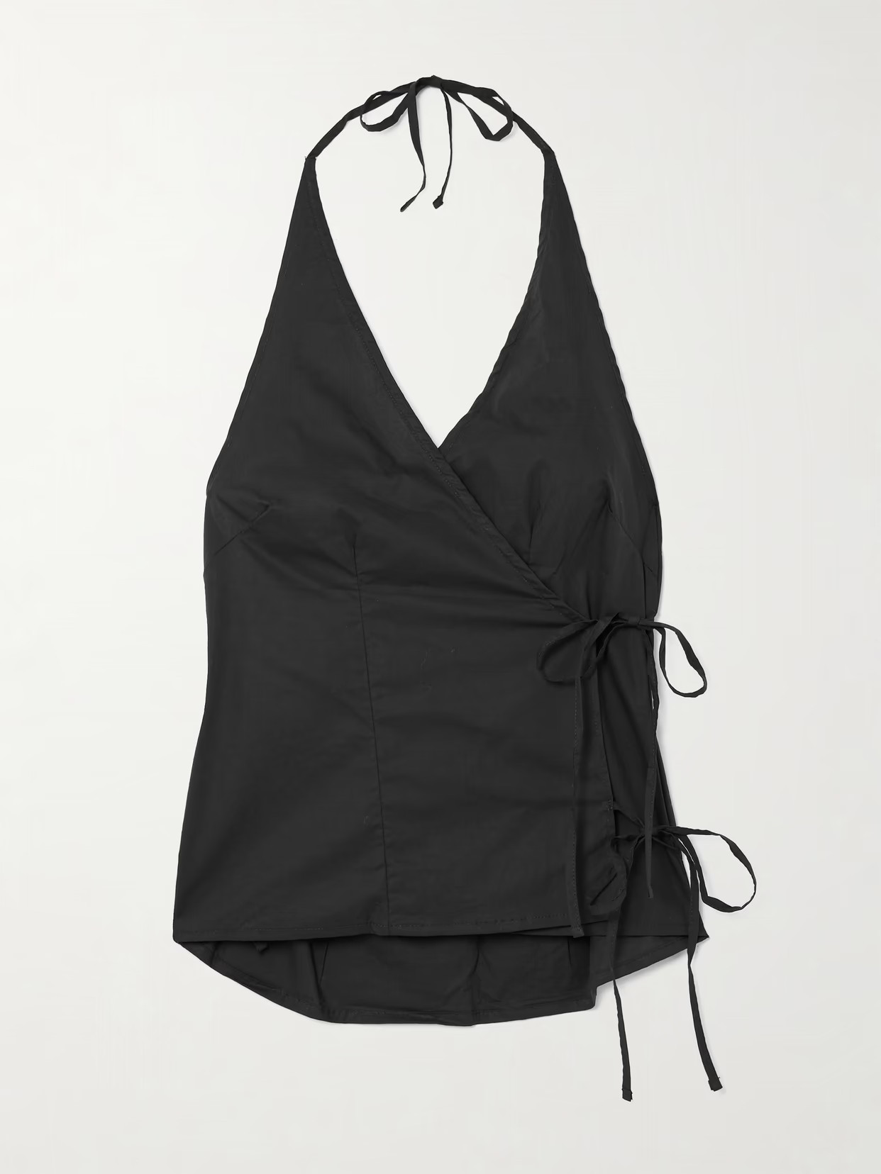 Deiji Studios - Wrap-effect Organic Cotton-poplin Halterneck Top - Black | NET-A-PORTER (US)