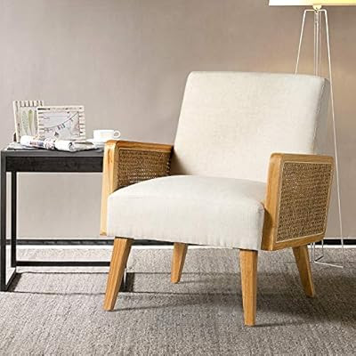 Delphine Cane Velvet Accent Chair - Linen | Amazon (US)