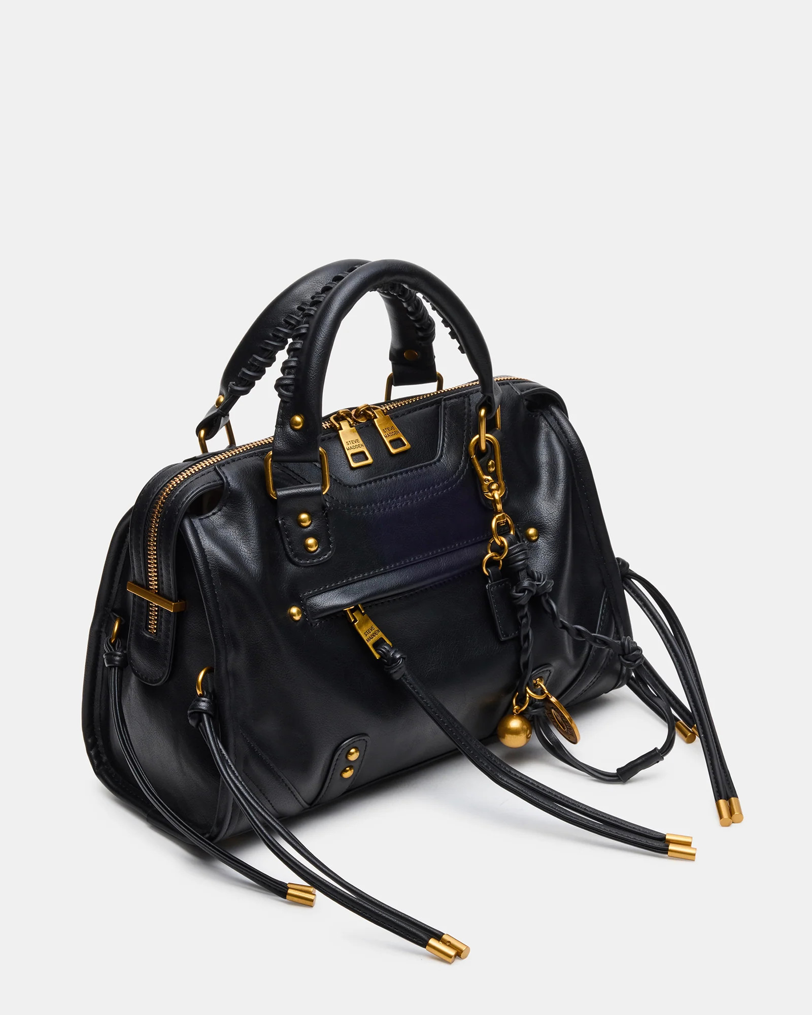 RIGGS Bag Black/Gold Slouchy Top-Handle Crossbody Satchel Handbag | Steve Madden (US)