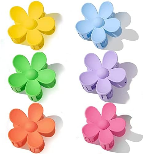 KEMISSY Large Hair Claw Clips, 4.3'' 90s Big Strong Hold Flower Matte Claw Hair Clips Hair Styling A | Amazon (US)
