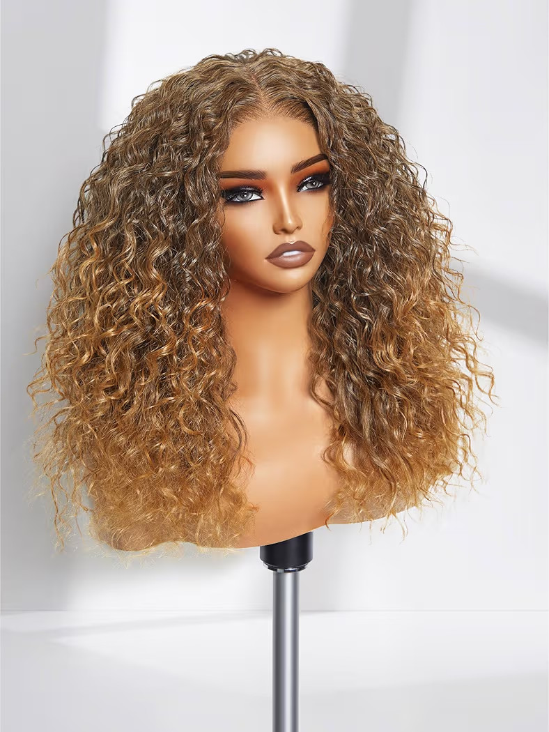 GORGIUS Ombre Brown Curly Lace Front Wig Glueless Pre Cut Middle Parted Closure Wig Dark Brown Mi... | Amazon (US)