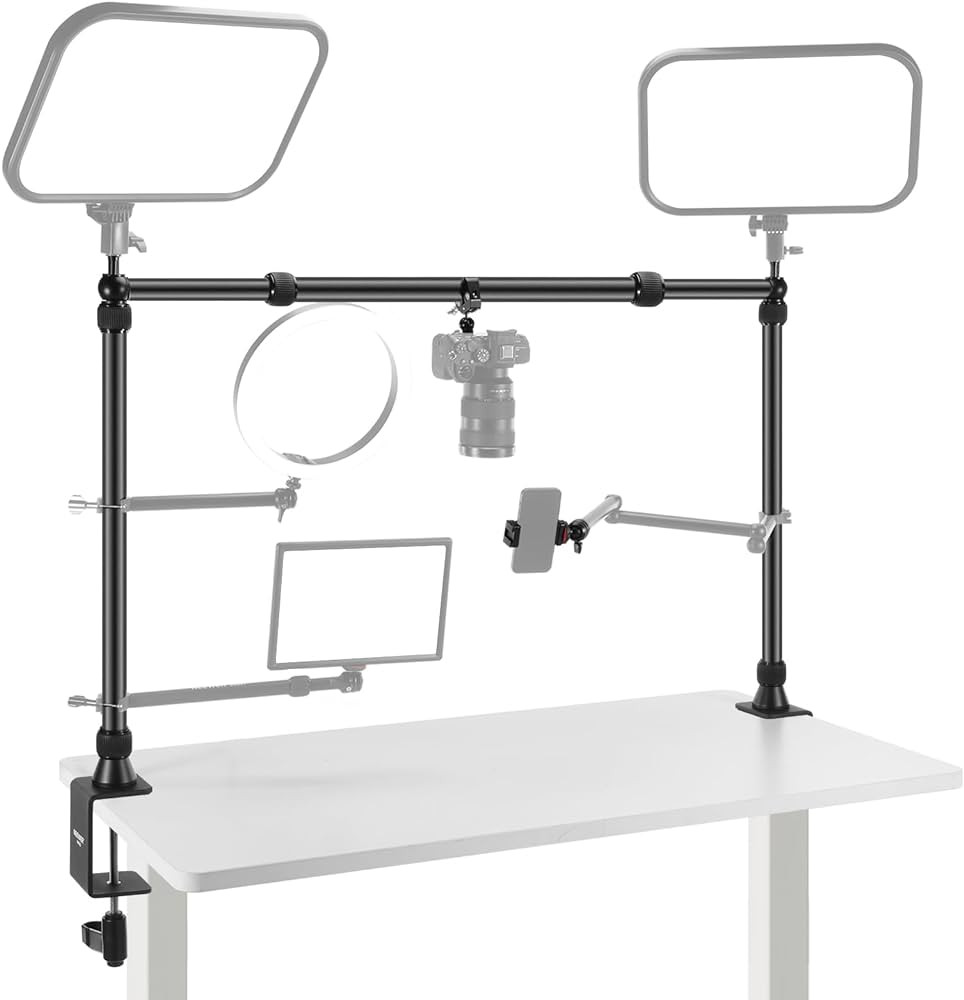 NEEWER Overhead Camera Mount Rig with 2 Ball Heads, Super Clamp/Mobile Phone Holder/Camera Desk M... | Amazon (US)