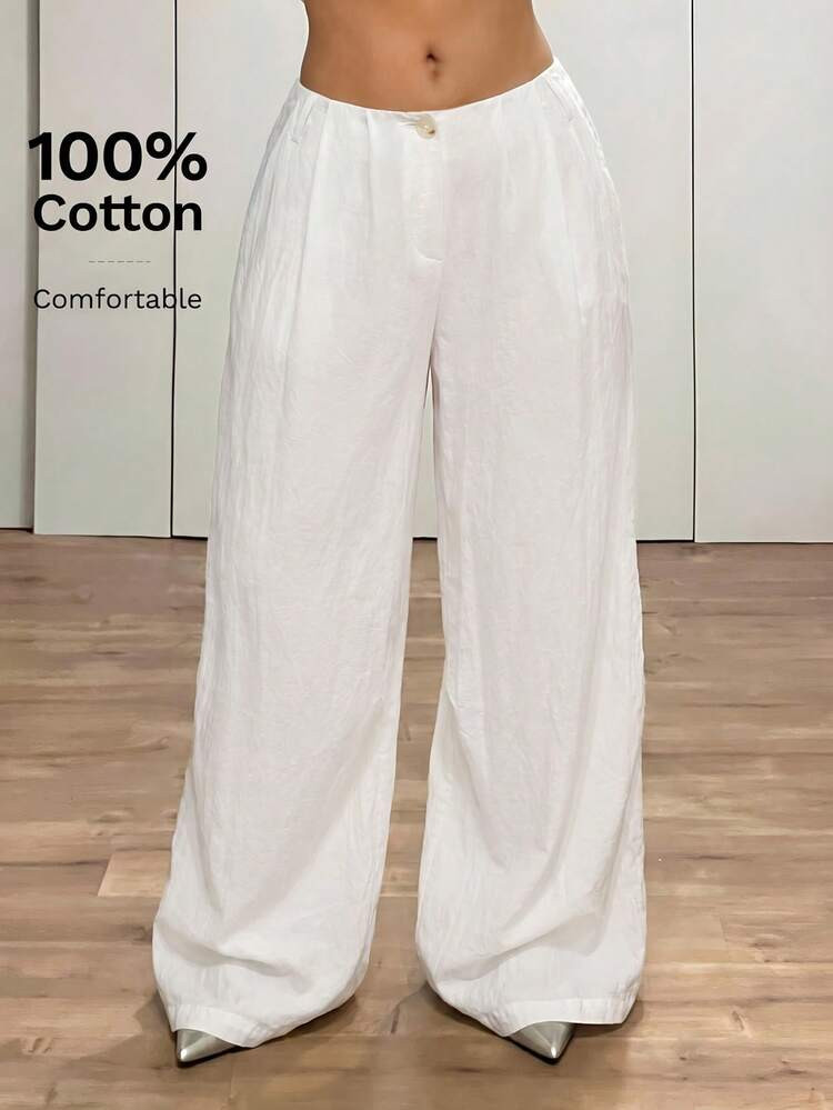 SHEIN ICON Ultra Low-Rise Vintage Loose Wide Leg Extra Long Pants | SHEIN