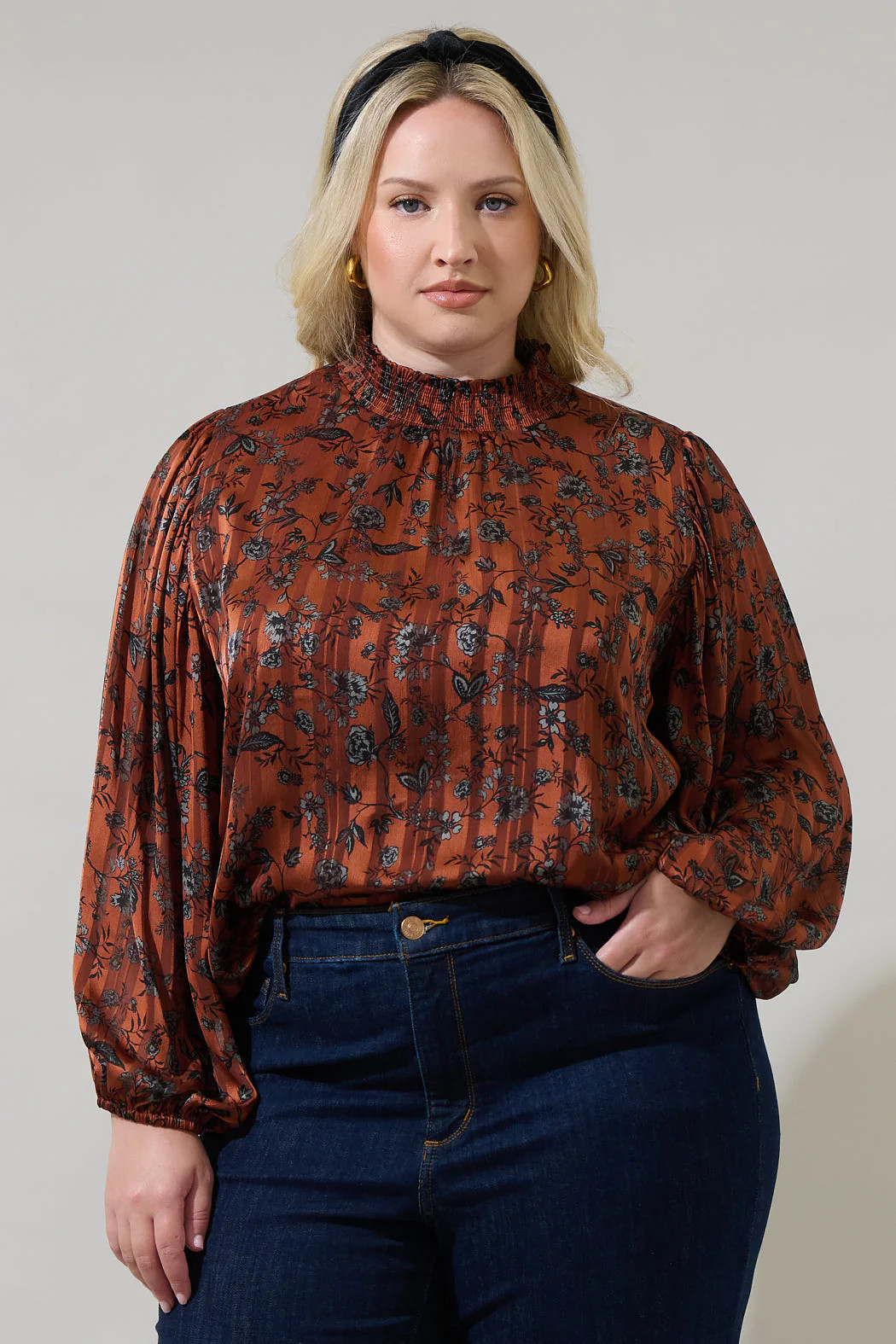 Leoben Floral Figaro Balloon Sleeve Blouse Curve | Sugarlips
