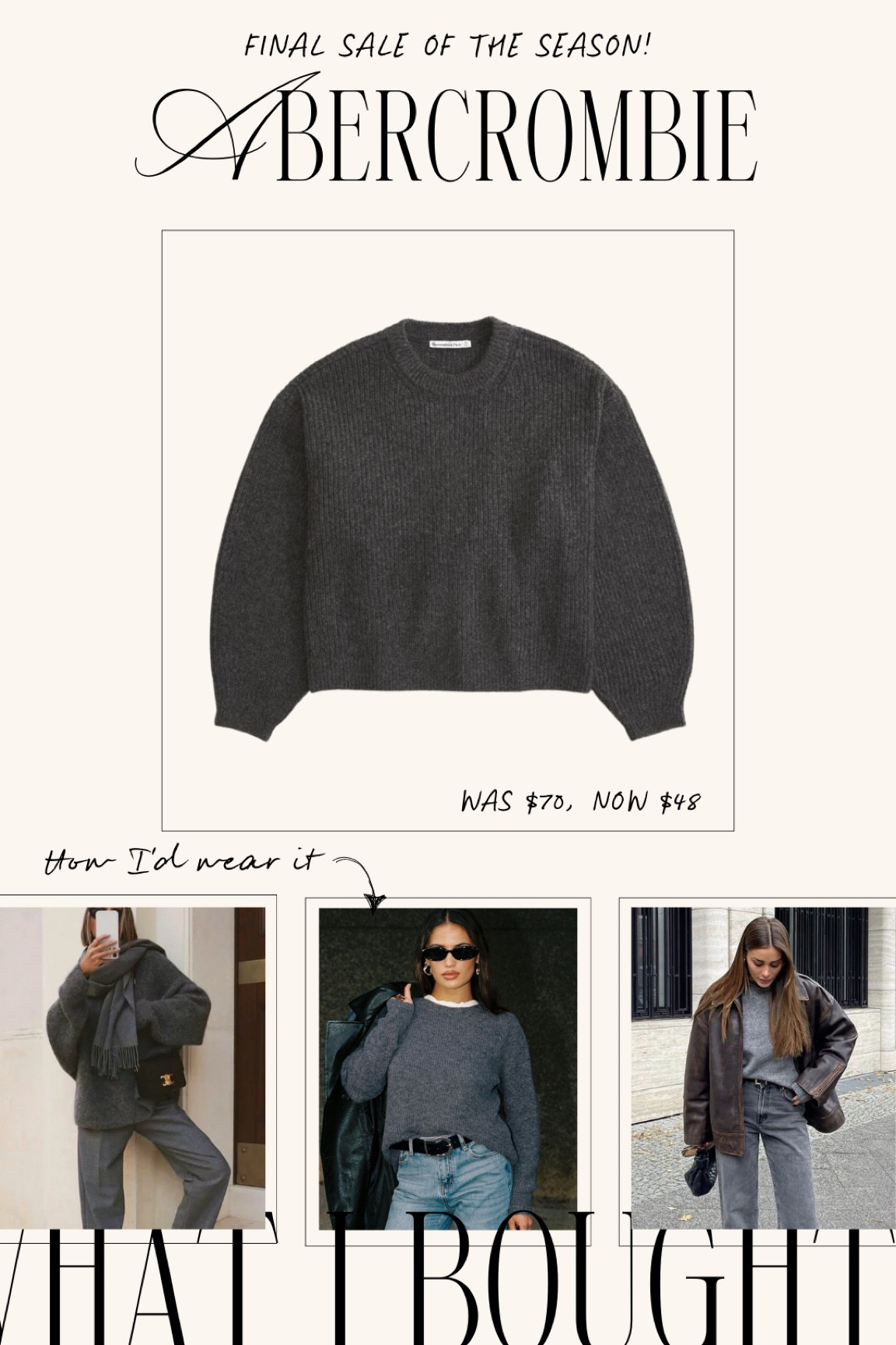 Last Abercrombie sale of the season! Use code HOLIDAYRUSH. I ordered a size M!

#LTKHoliday #LTKSaleAlert #LTKSeasonal