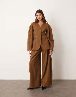 ARRANGE twill wide leg pants in brown - part of a set | ASOS (Global)