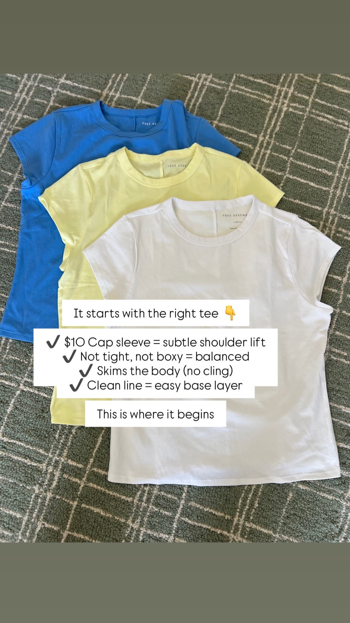  ✨Tap the bell, save and ❤️ for over 40 fashion, midlife style, midsize fashion and luxury looks for less. 

It starts with the right tee 👇

✔️ Cap sleeve = subtle shoulder lift
✔️ Not tight, not boxy = balanced
✔️ Skims the body (no cling)
✔️ Clean line = easy base layer

This is where it begins

⬇️Sizing information:
Large (size up if in between sizes.)


#LTKPlusSize #LTKMidsize #LTKOver40