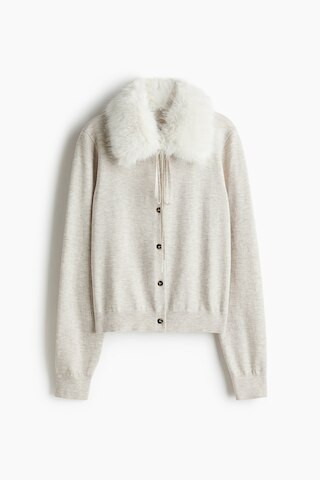 H & M - Cardigan with Collar - Beige | H&M (US + CA)