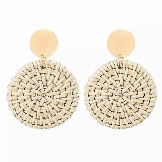 Woven Rattan Earrings for Women Handmade Boho Straw Wicker Braid Drop Dangle Earrings Lightweight... | Etsy (CAD)