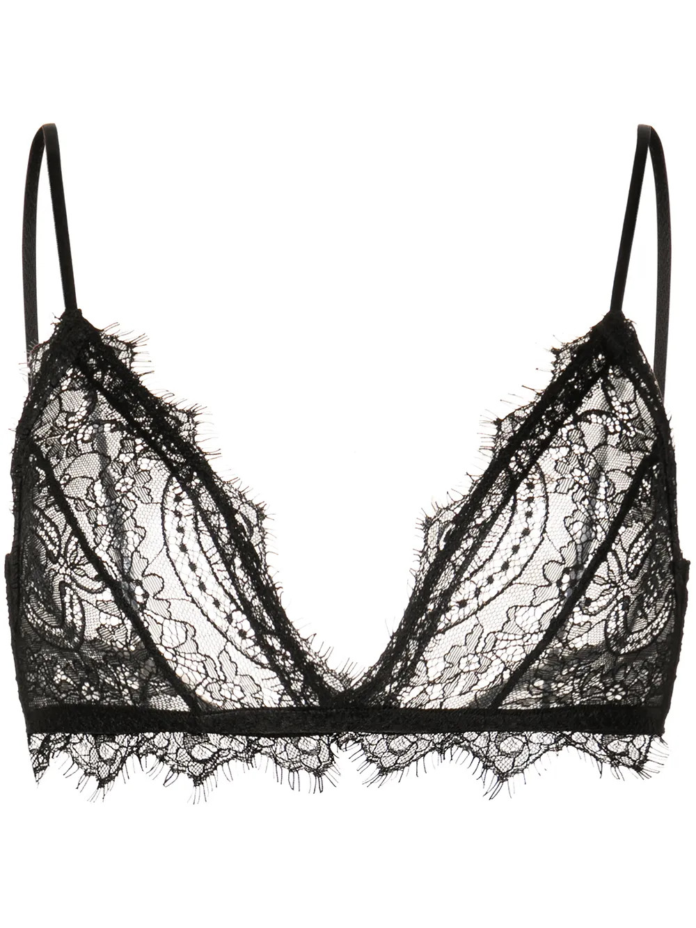 ANINE BING Sheer Lace Bra | Black | FARFETCH UK | Farfetch Global