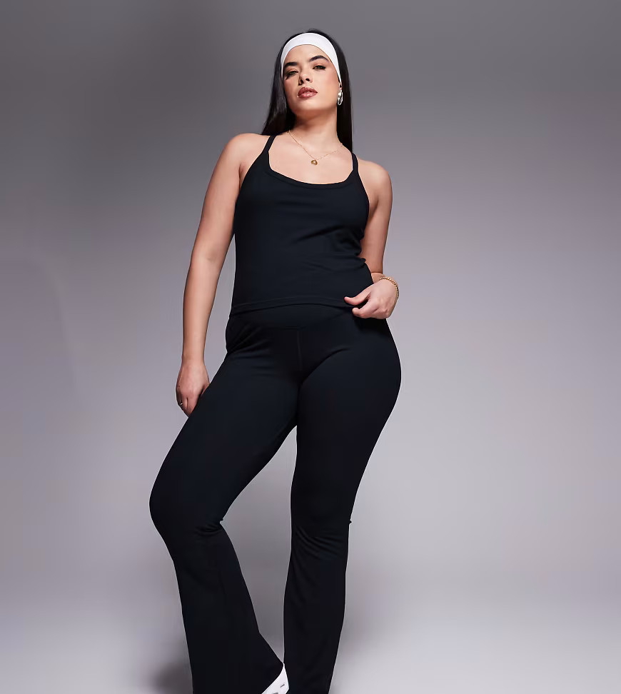 4505 Curve soft touch slim kick legging with wrap waist in black | ASOS (Global)