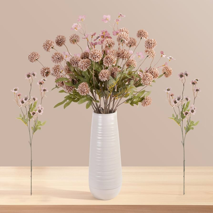8PCS Brown Silk Faux Mums Matching 2PCS Rose Red Daisy Fake Flowers Fall Decor Faux Flowers For V... | Amazon (US)