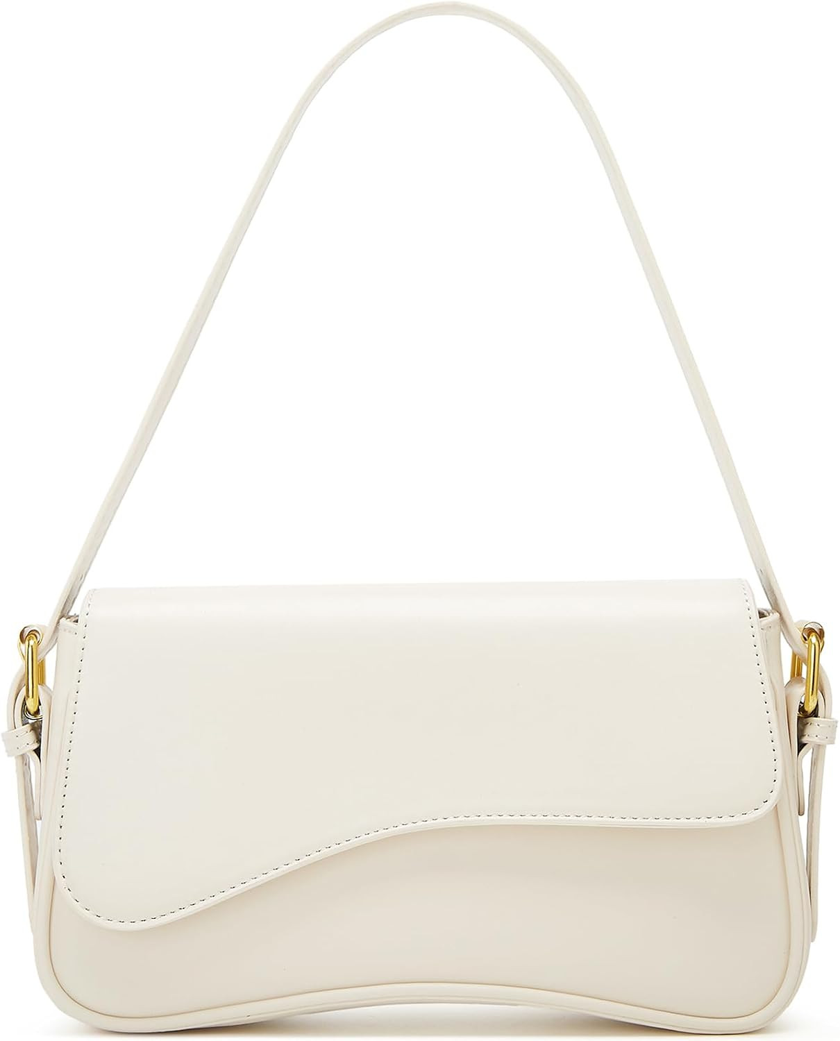 Shoulder Bag for Women Y2K Trendy Purse Vegan Leather Hobo Handbags Clutch Saddle Bag with 2 Removable Strap (White) | Amazon (US)