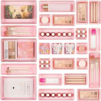 Vtopmart 25 PCS Plastic Drawer Organizers Set, 4-Size Versatile Bathroom and Vanity Drawer Organi... | Amazon (US)