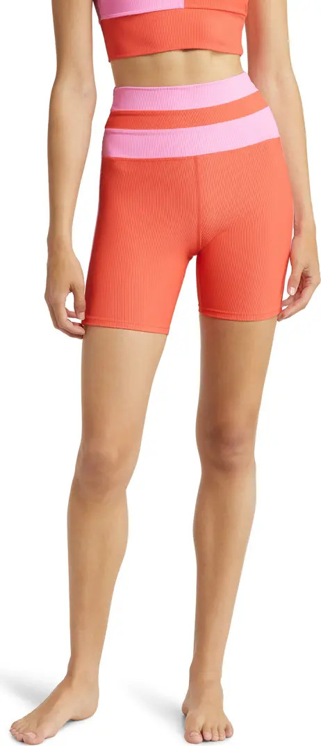 Samantha Rib Colorblock Bike Shorts | Nordstrom