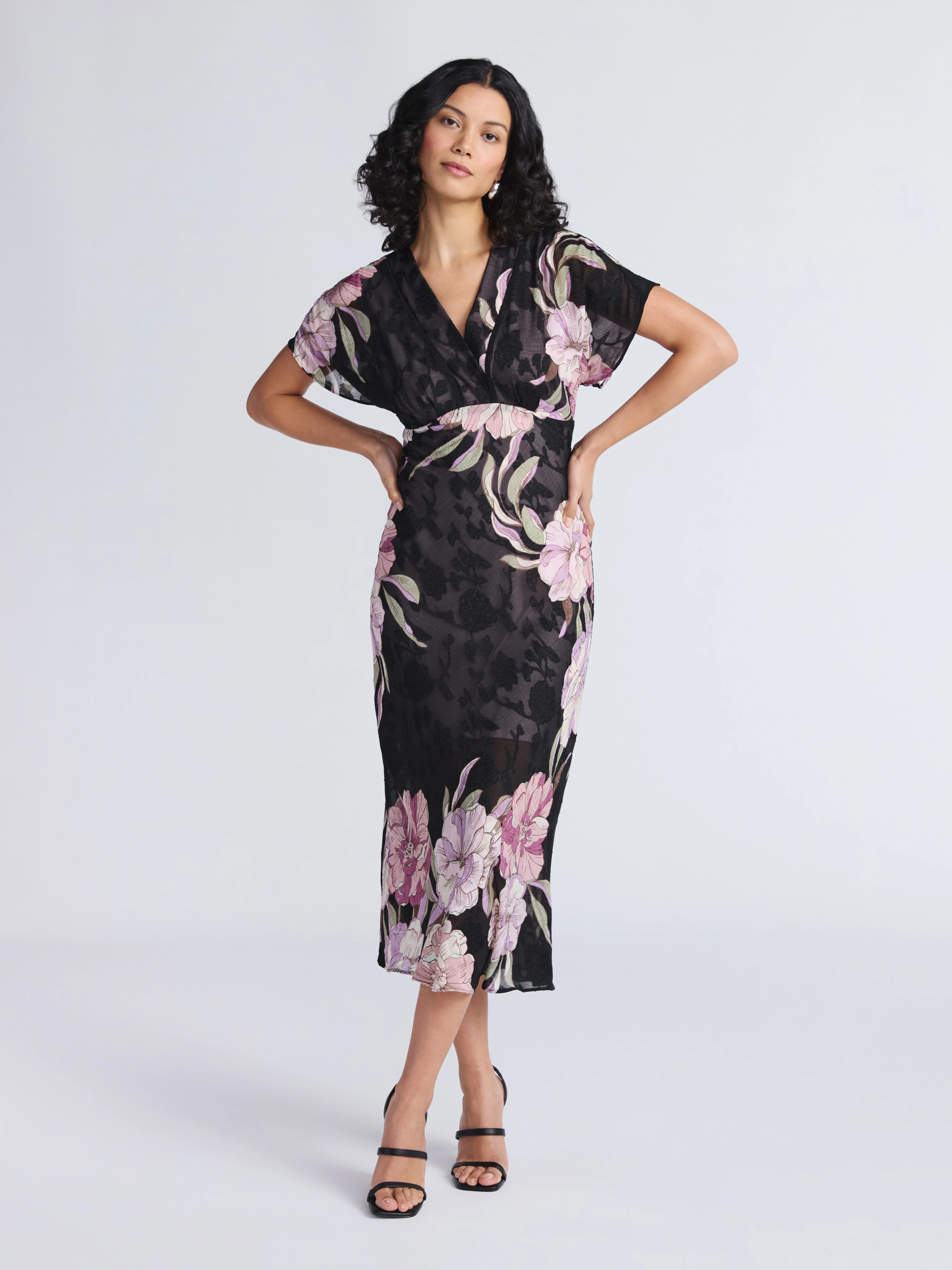 Sofia by Sofia Vergara Women's and Women's Plus  Bias Cut Midi Dress with Short Sleeves, Mid Calf... | Walmart (US)