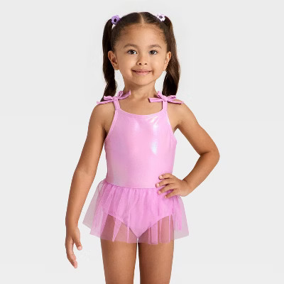 Toddler Girls' Shiny Tutu One Piece Swimsuit - Cat & Jack™ Lavender 5T | Target