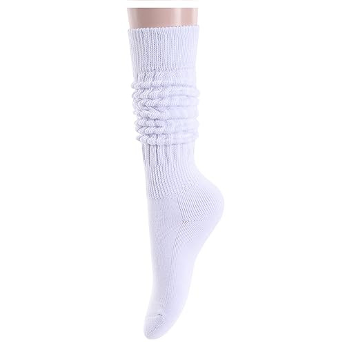 sockfun Novelty Slouch Socks for Women Girls, Slouchy Socks Scrunch Socks Women 80S90S Socks Gifts Cotton Long High Tube Boot Socks for Women Girls White Socks | Amazon (US)