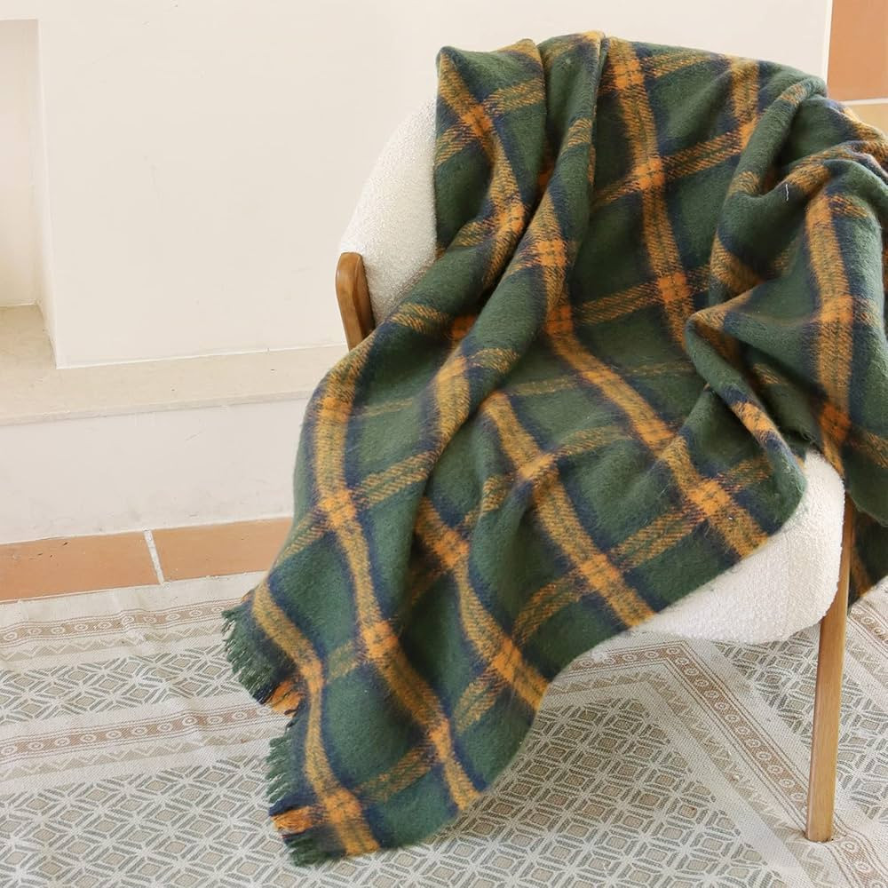 ZonLi Manta de cuadros verdes para sofá, manta de otoño para decoración del hogar, suave, lige... | Amazon (US)
