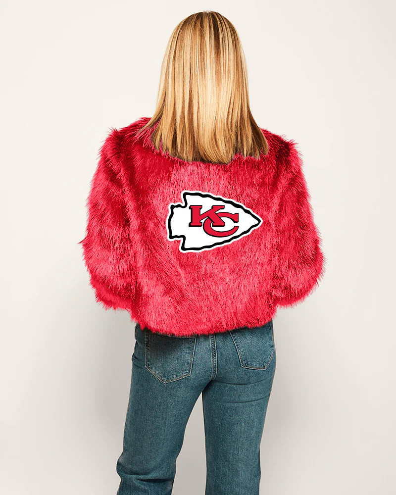 Kansas City Chiefs Logo Faux Fur Jacket | Jill Martin