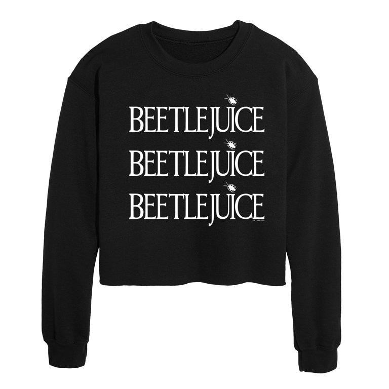 Beetlejuice - Beetlejuice Stacked - Juniors Cropped Crew Neck Sweatshirt - Walmart.com | Walmart (US)