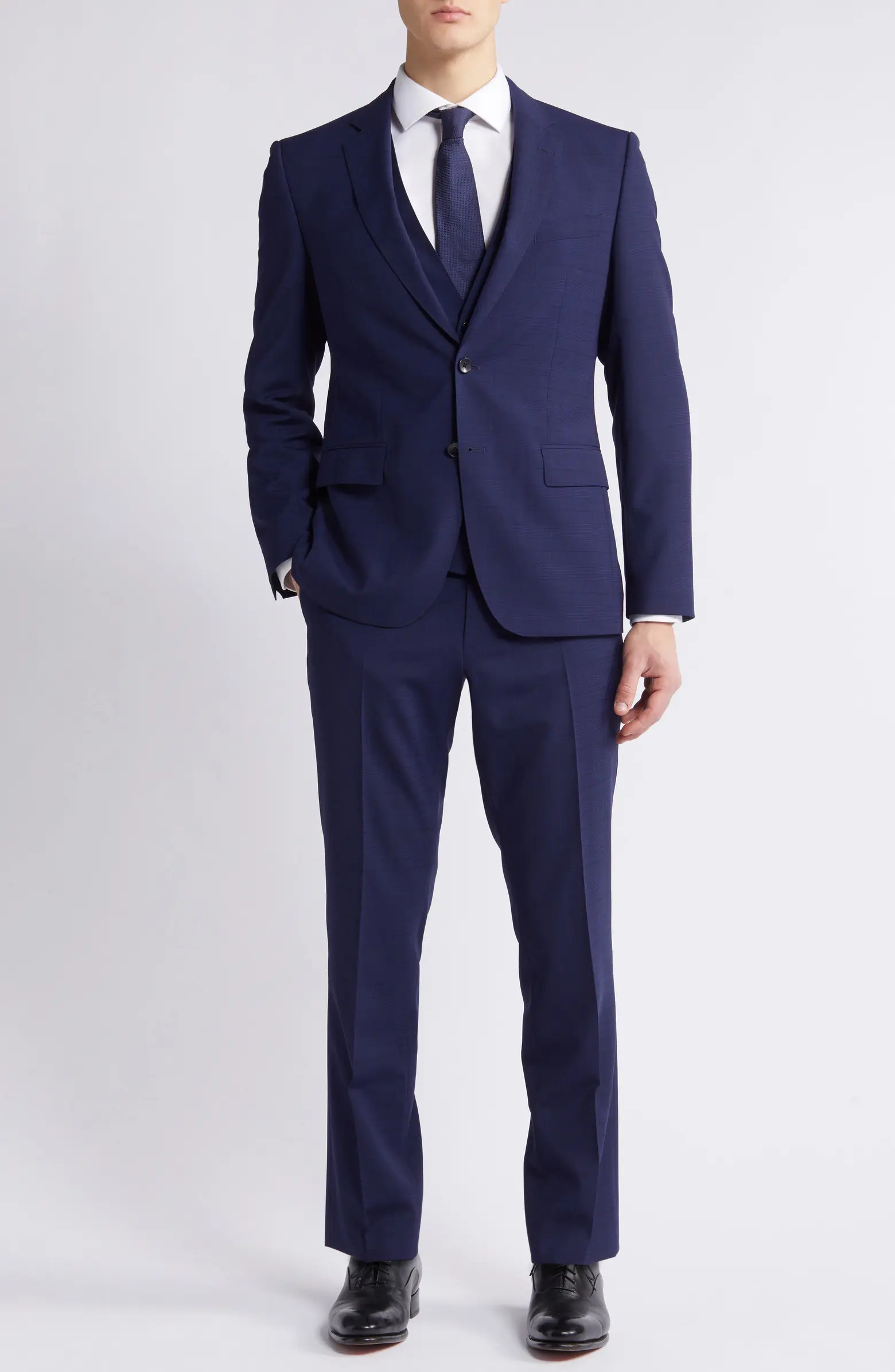 BOSS Huge Plaid 3-Piece Blue Stretch Suit | Nordstrom | Nordstrom