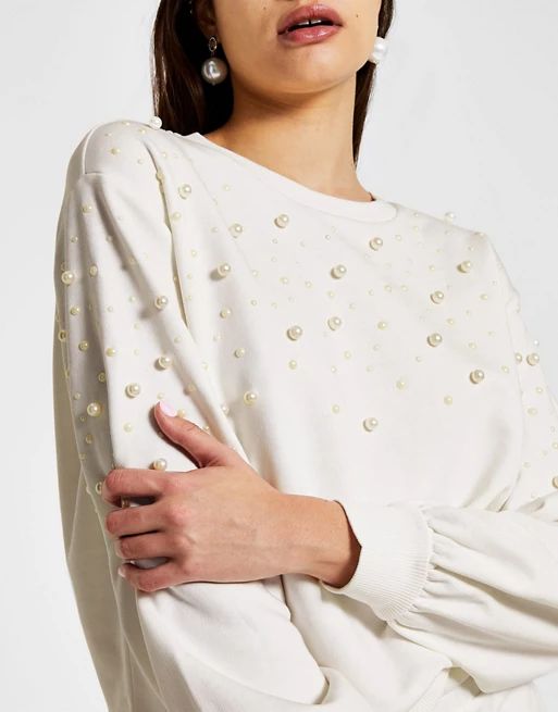 River Island pearl coordinating sweatshirt in white | ASOS (Global)