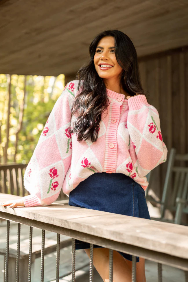 Donna Rose Argyle Cardigan | Pink Lily