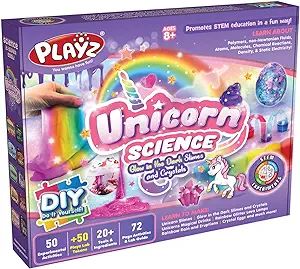 Playz Unicorn Slime & Crystals 100+ Science Experiments Kit Gift for Girls & Boys to Make Glow in... | Amazon (US)