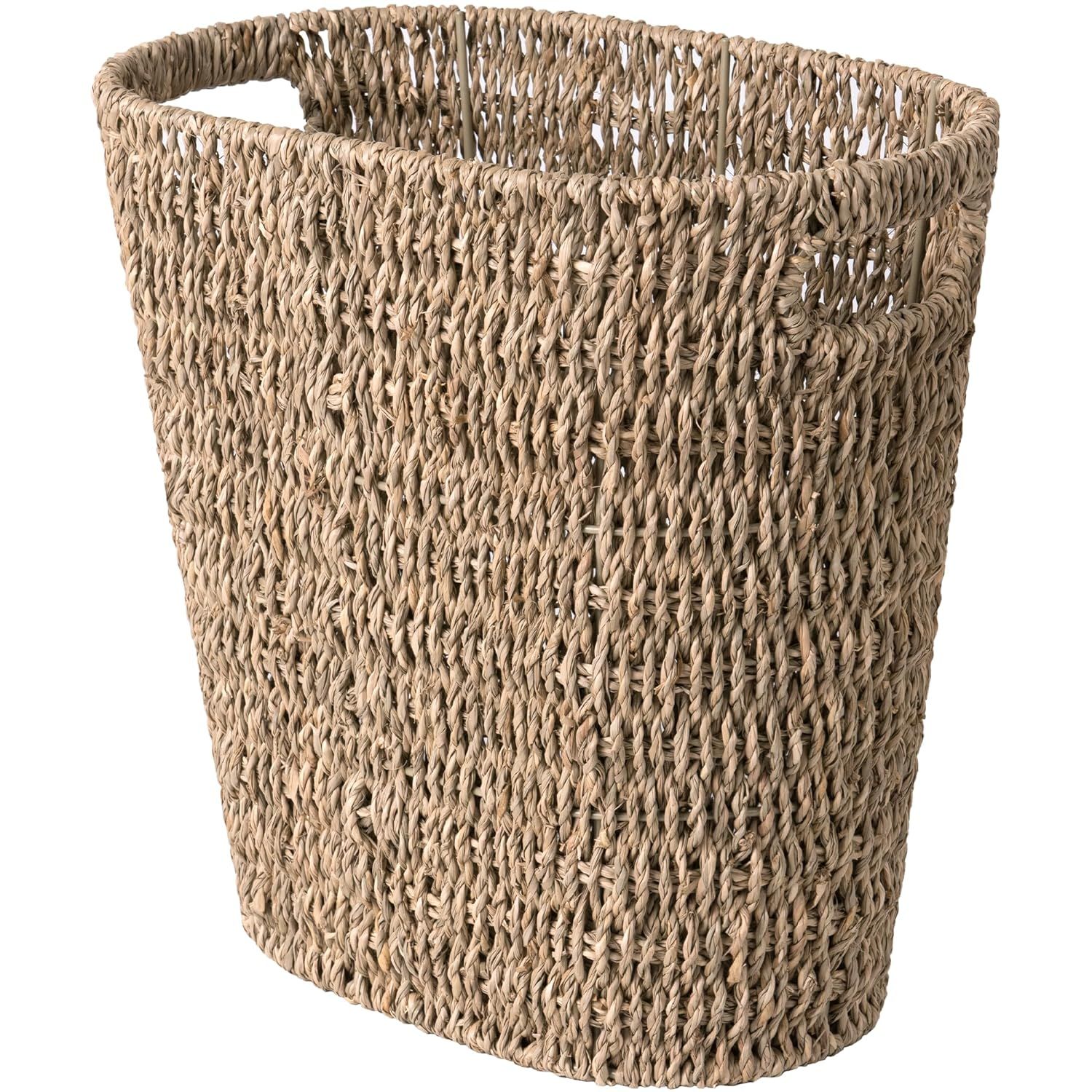 StorageWorks Wicker Waste Basket, Wicker Trash Basket with Built-in Handles, Handwoven Seagrass T... | Amazon (US)