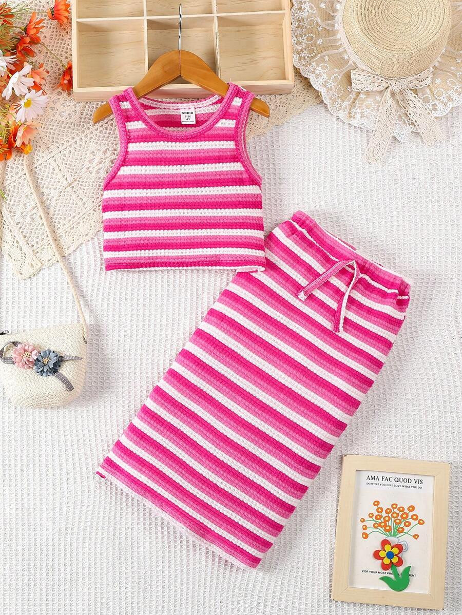 Elladie kids Young Girl Casual Street Fashion 2pcs Set With Long Skirt For Spring/Summer Summer H... | SHEIN