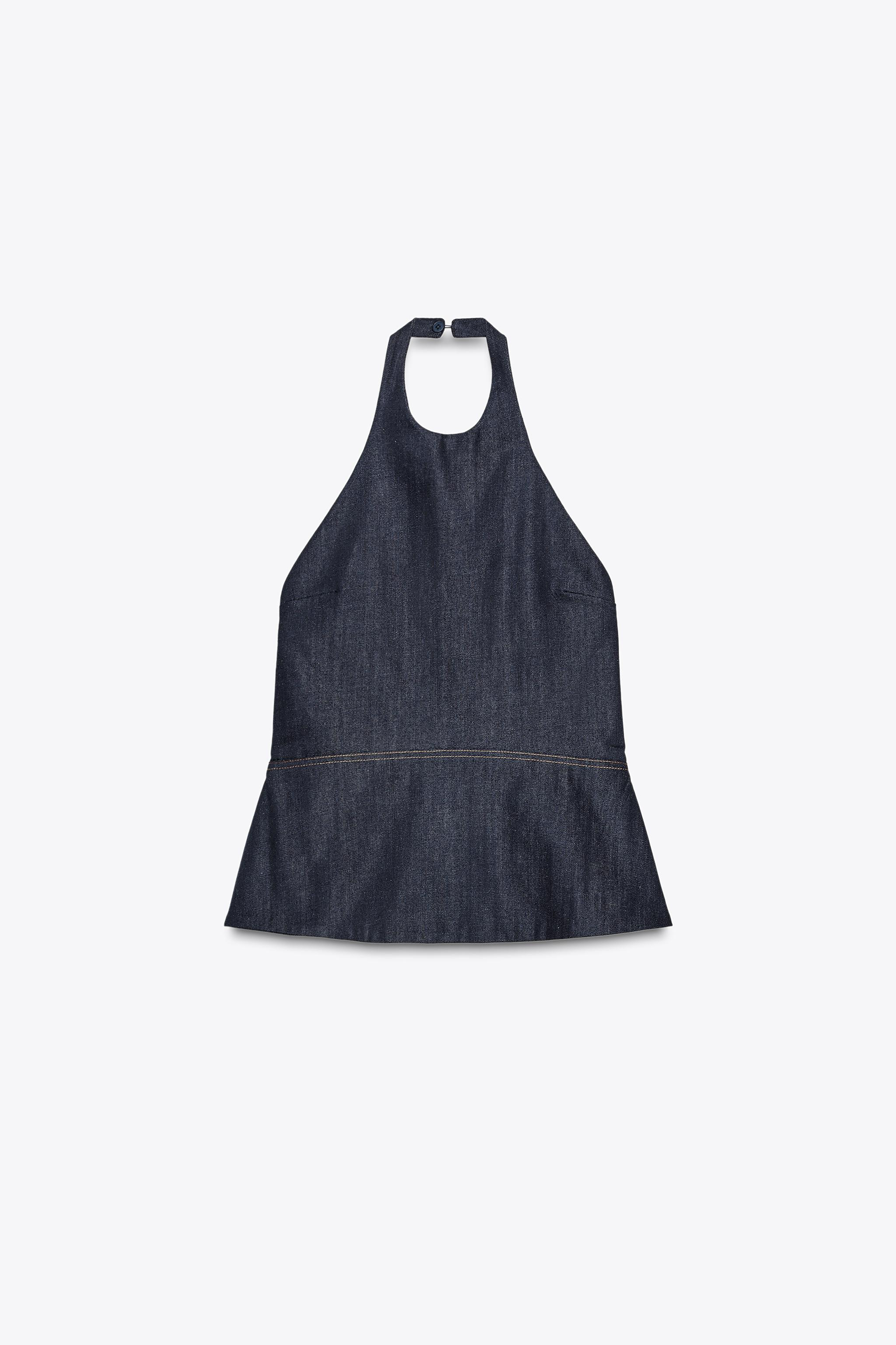 ZW COLLECTION DENIM HALTER TOP | Zara US